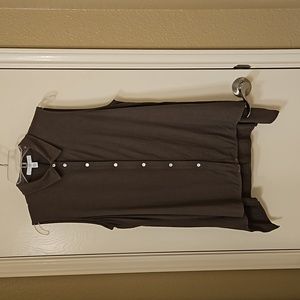 EUC Ladies Fever Sleeveless Button Up Tunic Blouse Olive Green Large